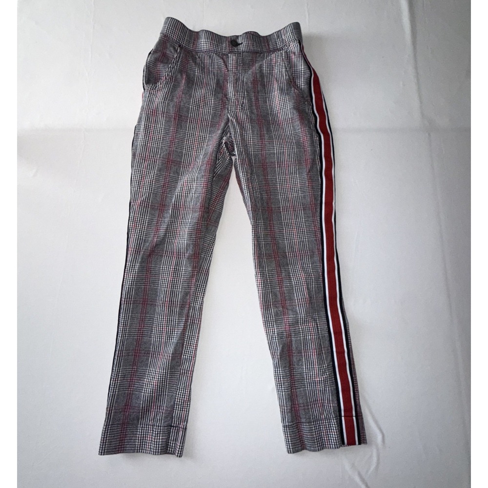 Hollister Womens‎ Plaid Pants Trouser Preppy Black White Red Striped Sz XS